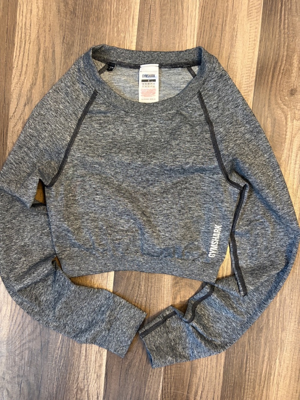 Gymshark Gray Heather Cropped Long-Sleeve WORKOUT Top size small